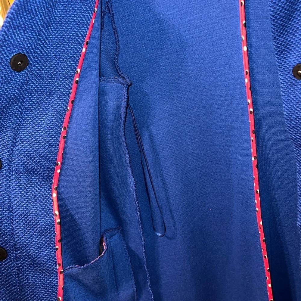 Elle Royal Blue Bow Collar Textured Coat Size Small - Picture 9 of 13